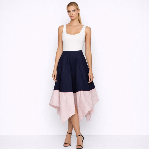 COS Dresses & Skirts - COS Navy & Blush Asymmetrical Handkerchief Hem Skirt Minimalist Designer 4